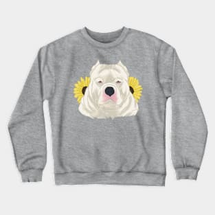 White American Bully with Sunflowers Crewneck Sweatshirt